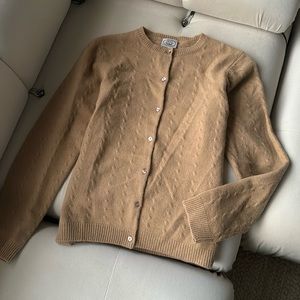 LAURA ASHLEY TAN LAMBSWOOL CARDIGAN SZ M